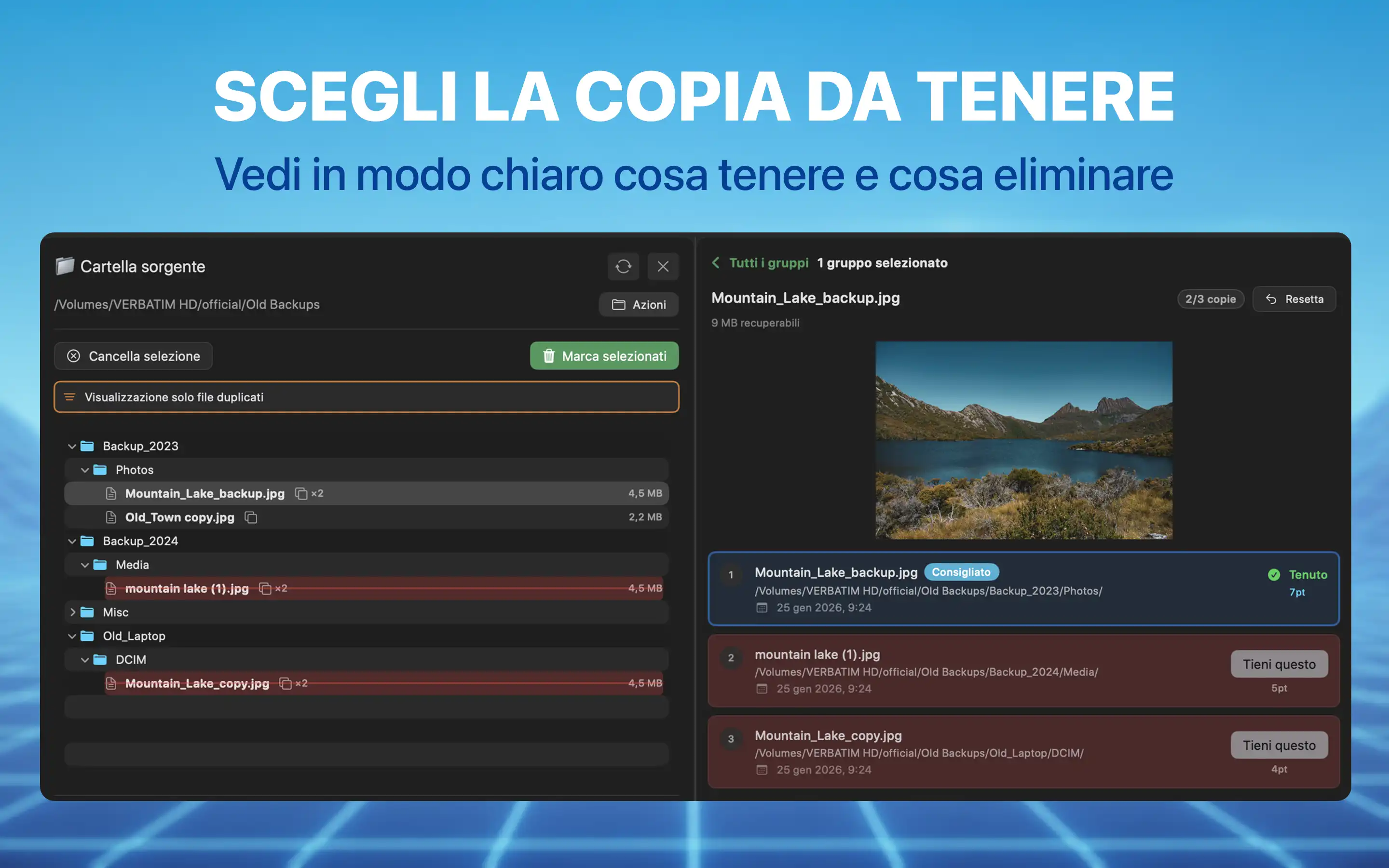 Scegli la copia da tenere